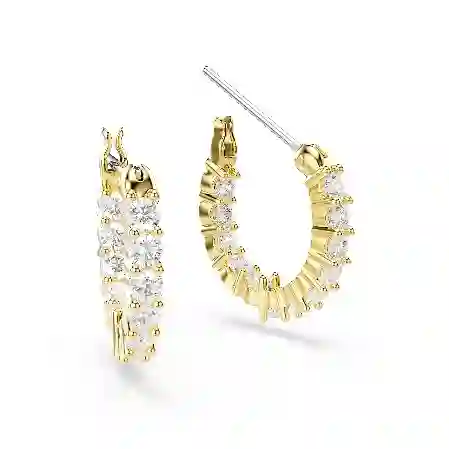 Resim Matrix Vittore halka küpeler, Yuvarlak kesim, Beyaz, Altın rengi kaplama