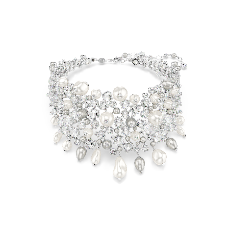 Resim Constella Gerdanlık, Kristal inci, Yuvarlak kesim, Beyaz, Rodyum kaplama