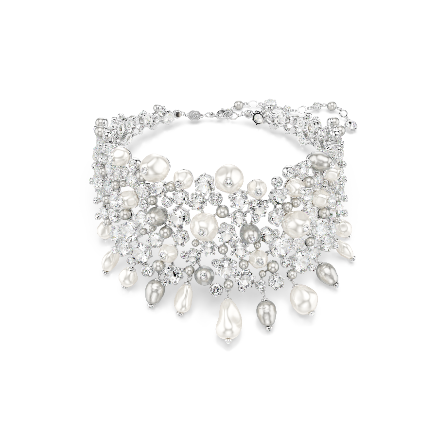 Resim Constella Gerdanlık, Kristal inci, Yuvarlak kesim, Beyaz, Rodyum kaplama