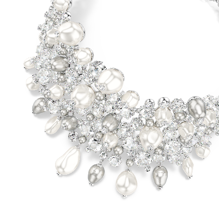 Resim Constella Gerdanlık, Kristal inci, Yuvarlak kesim, Beyaz, Rodyum kaplama