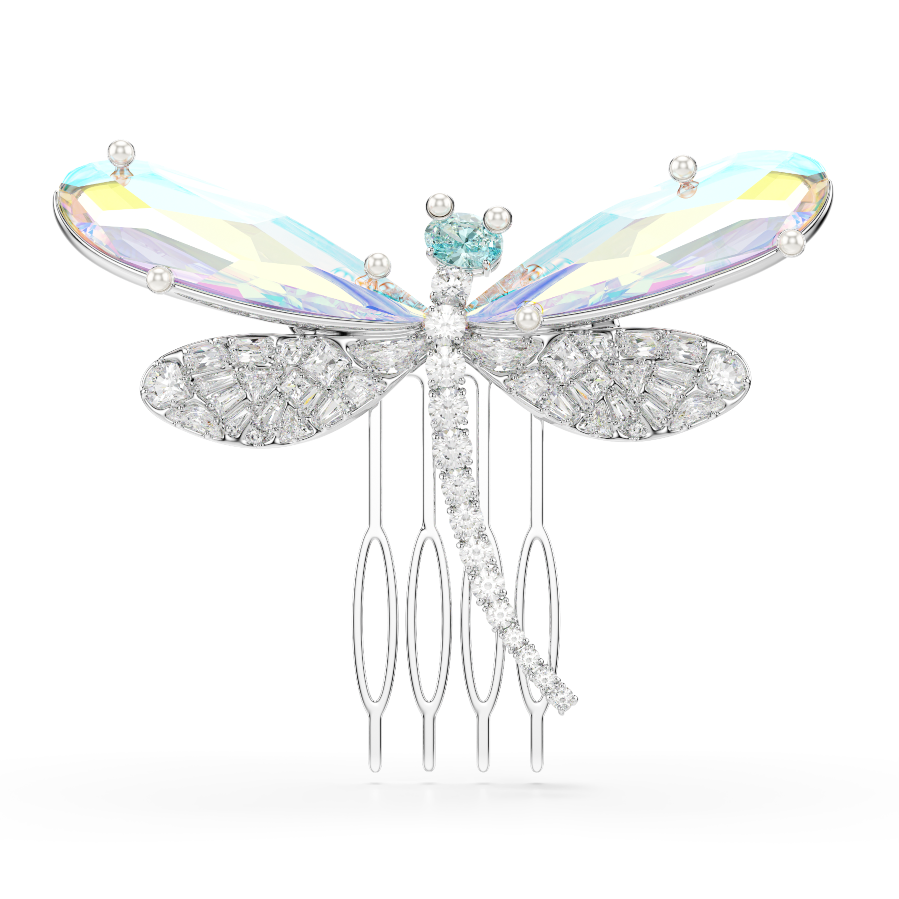 Resim Ariana Grande x Swarovski Broş ve saç aksesuarı, Karışık kesimler, Yusufçuk, Yeşil, Rodyum kaplama