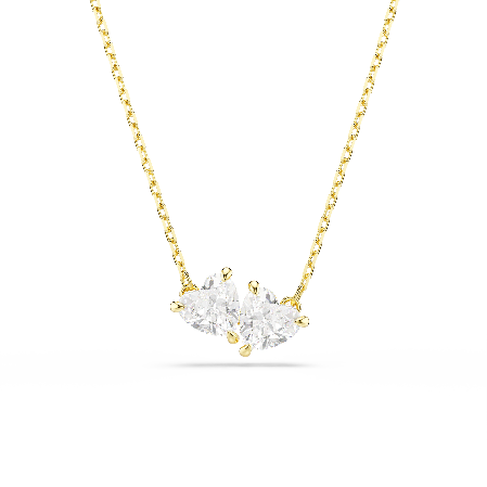 Resim Mesmera Attract Kolye, Kalp, Beyaz, Altın rengi kaplama