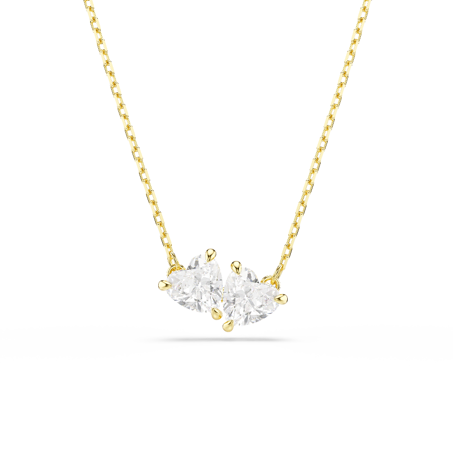 Resim Mesmera Attract Kolye, Kalp, Beyaz, Altın rengi kaplama