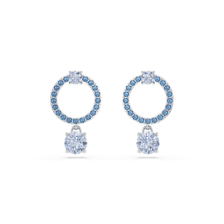 Resim Attract damla küpeler, Yuvarlak kesim, Mavi, Rodyum kaplama