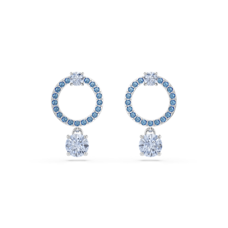 Resim Attract damla küpeler, Yuvarlak kesim, Mavi, Rodyum kaplama