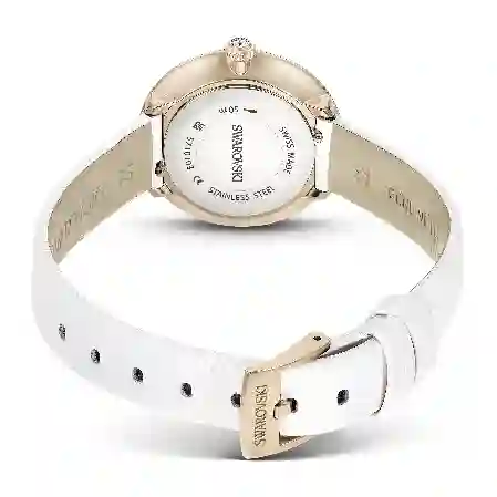 Resim Matrix Tennis Saat, İsviçre Üretimi, Deri kayış, Beyaz, Şampanya altın rengi yüzey