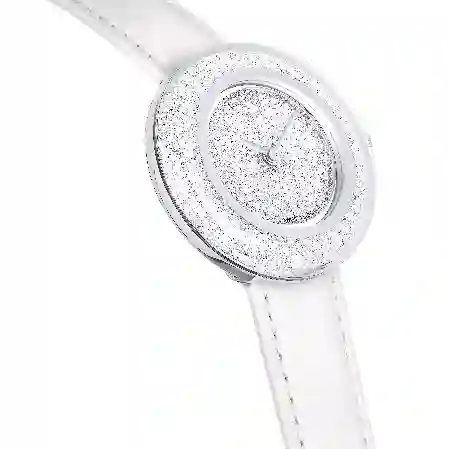 Resim Crystalline lustre Saat, İsviçre Üretimi, Deri kayış, Beyaz, Paslanmaz çelik