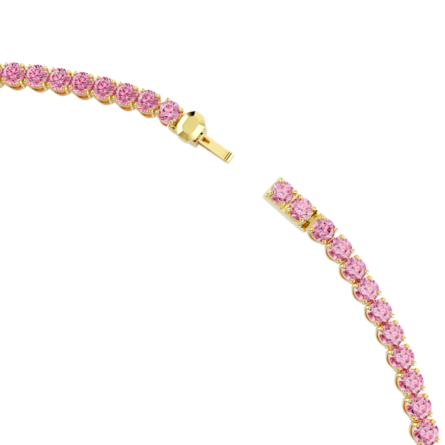 Resim Matrix Tennis kolye, Yuvarlak kesim, Pembe, Altın rengi kaplama