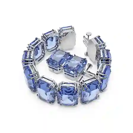 Resim Millenia Bileklik, Büyük kristaller, Sekizgen kesim, Mavi, Rodyum kaplama