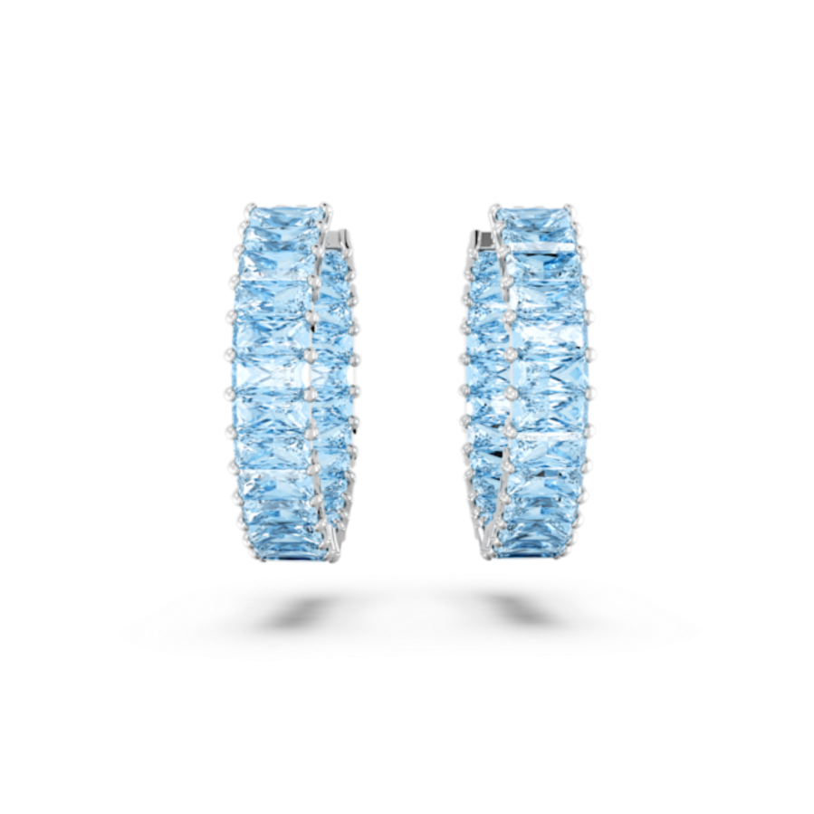 Resim Matrix halka küpeler, Baget kesim, Mavi, Rodyum kaplama