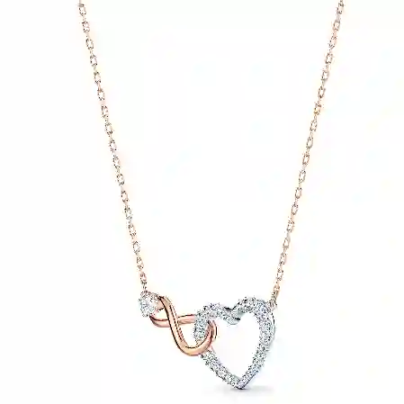 Resim Swarovski Infinity Set, Sonsuzluk ve kalp, Beyaz, Karışık metal yüzey
