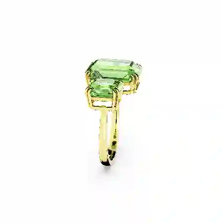 Resim Millenia Açık Yüzük, Sekizgen kesim, Yeşil, Altın rengi kaplama