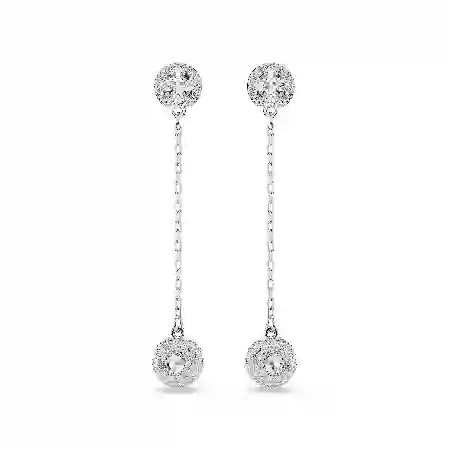 Resim Una Angelic damla küpeler, Yuvarlak kesim, Beyaz, Rodyum kaplama