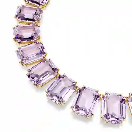 Resim Millenia Tennis kolye, Büyük kristaller, Sekizgen kesim, Mor, Altın rengi kaplama