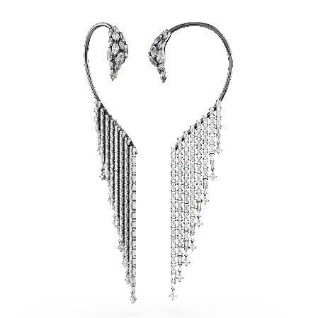 Resim The Vienna Collection kelepçe küpe, Kuğu, Beyaz, Rutenyum kaplama