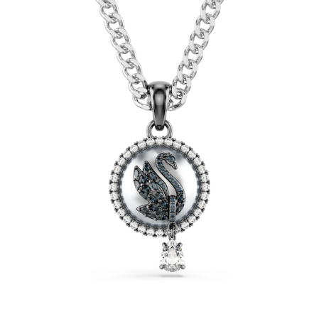 Resim Swan Kolye, Kristal inci, Kuğu, Gri, Rodyum kaplama