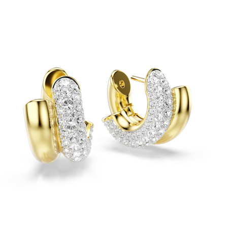 Resim Dextera halka küpeler, Yuvarlak kesim, Mini, Beyaz, Altın rengi kaplama