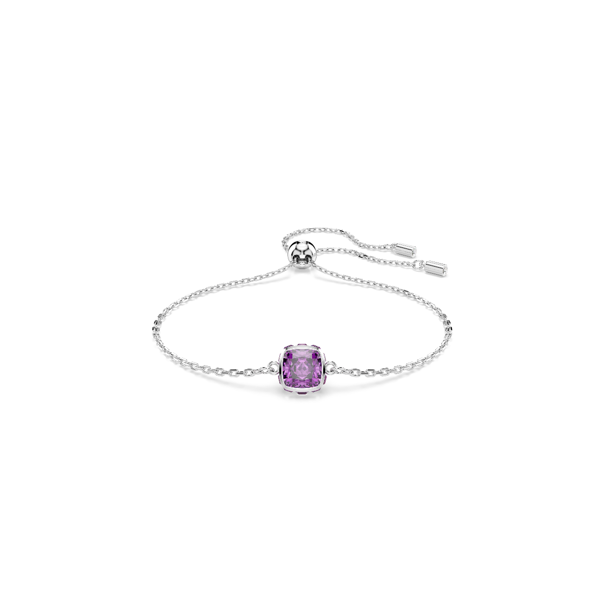 Resim Birthstone Bileklik, Kare kesim, Şubat, Mor, Rodyum kaplama
