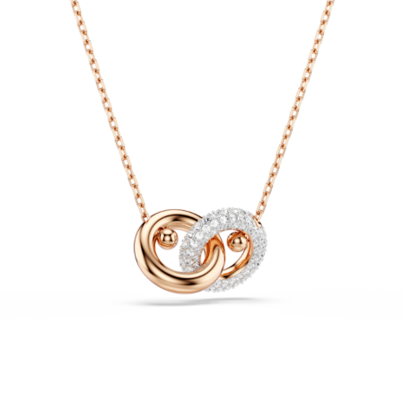 Resim Dextera Kolye, Yuvarlak kesim, Beyaz, Pembe altın rengi kaplama