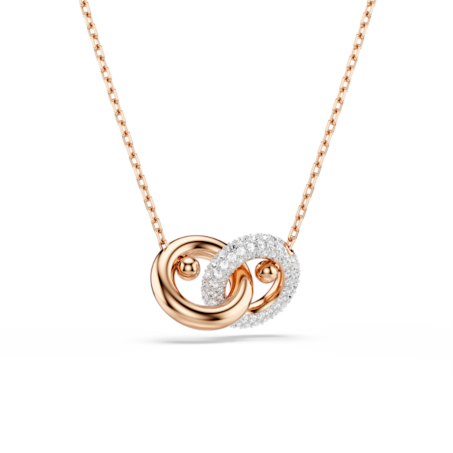 Resim Dextera Kolye, Yuvarlak kesim, Beyaz, Pembe altın rengi kaplama