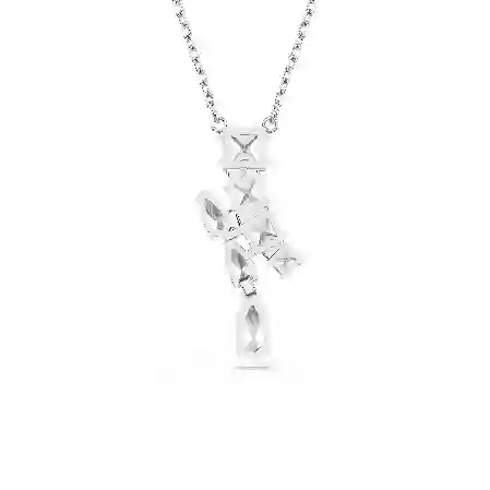 Resim Matrix Kolye, Karışık kesimler, Beyaz, Rodyum kaplama