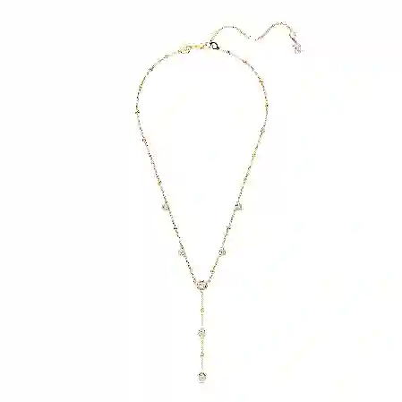 Resim Imber Y-Kolye, Yuvarlak kesim, Beyaz, Altın rengi kaplama