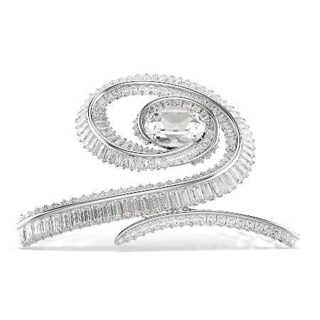 Resim Ariana Grande x Swarovski Saç Tokası, Kristal inci, Baget kesim, Beyaz, Rodyum kaplama
