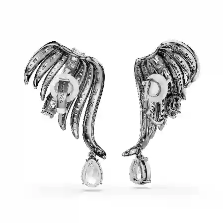 Resim The Vienna Collection kelepçe küpe, Tüy, Beyaz, Rutenyum kaplama