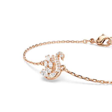 Resim Swan Bileklik, Karışık kesimler, Kuğu, Beyaz, Pembe altın rengi kaplama