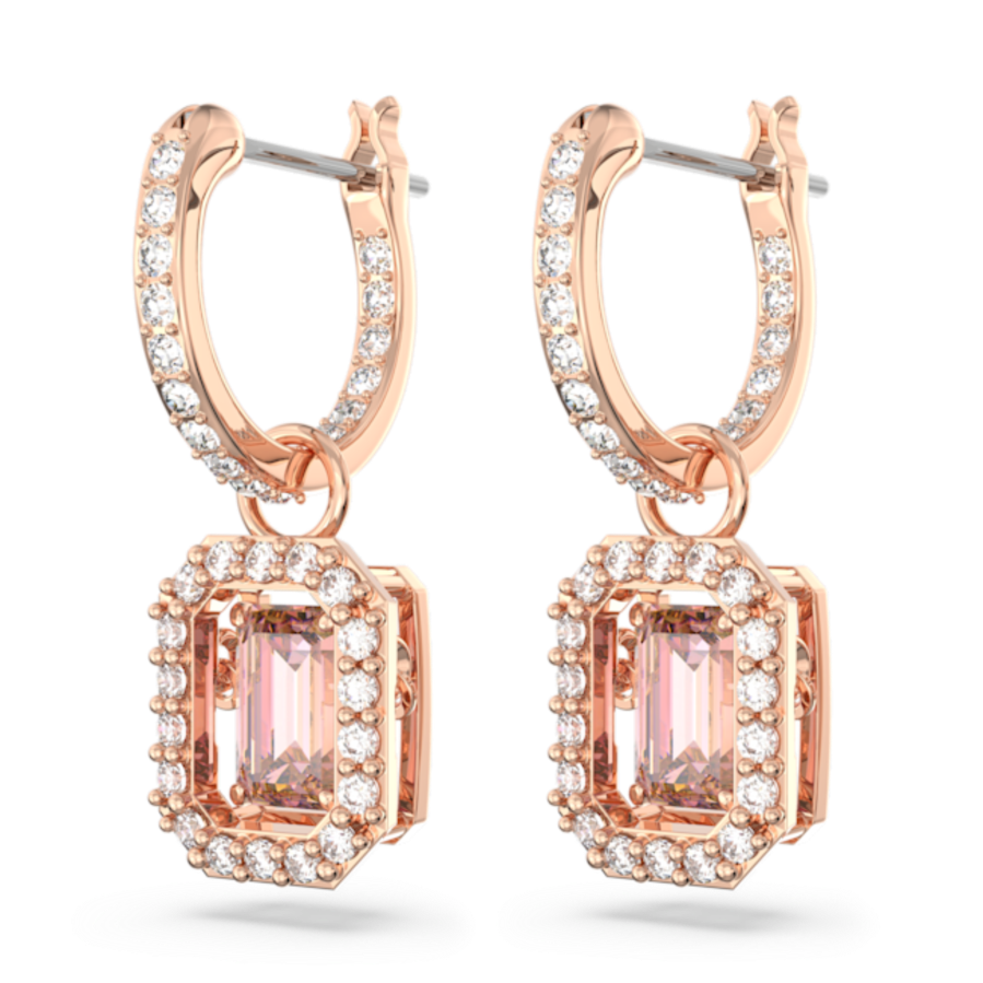 Resim Millenia damla küpeler, Sekizgen kesim, Pembe, Pembe altın rengi kaplama