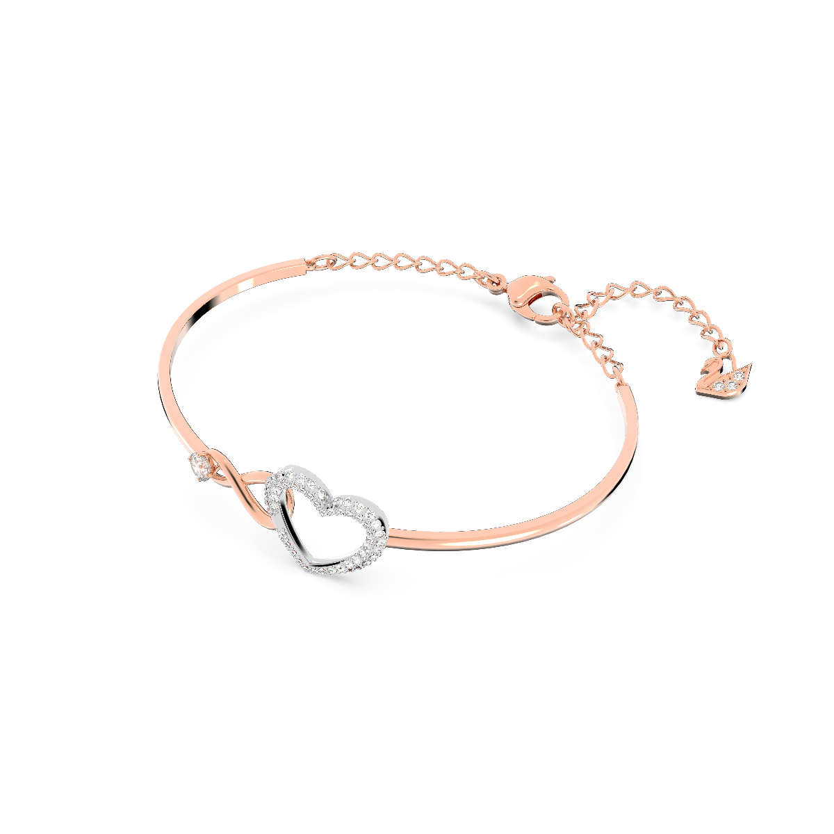 Resim Swarovski Infinity Bileklik, Sonsuzluk ve kalp, Beyaz, Karışık metal yüzey
