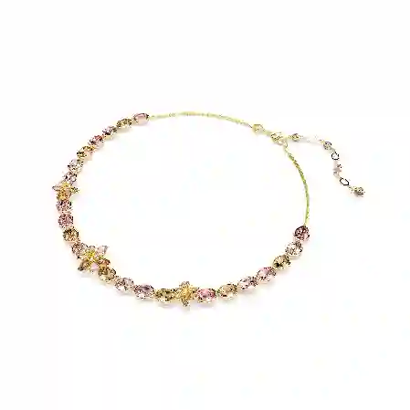 Resim Idyllia Kolye, Karışık kesimler, Çiçek, Çok renkli, Altın rengi kaplama