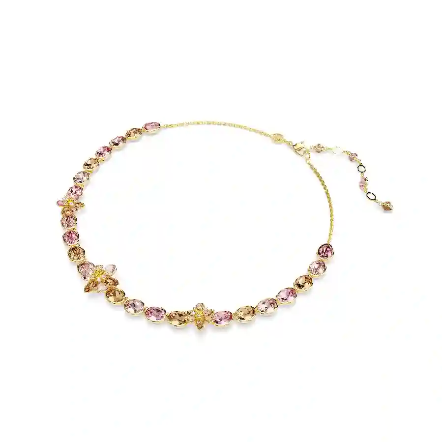 Resim Idyllia Kolye, Karışık kesimler, Çiçek, Çok renkli, Altın rengi kaplama