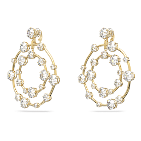 Resim Constella Klipsli Küpeler, Yuvarlak kesim, Beyaz, Altın rengi kaplama