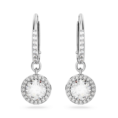 Resim Constella damla küpeler, Yuvarlak kesim, Pavé, Beyaz, Rodyum kaplama