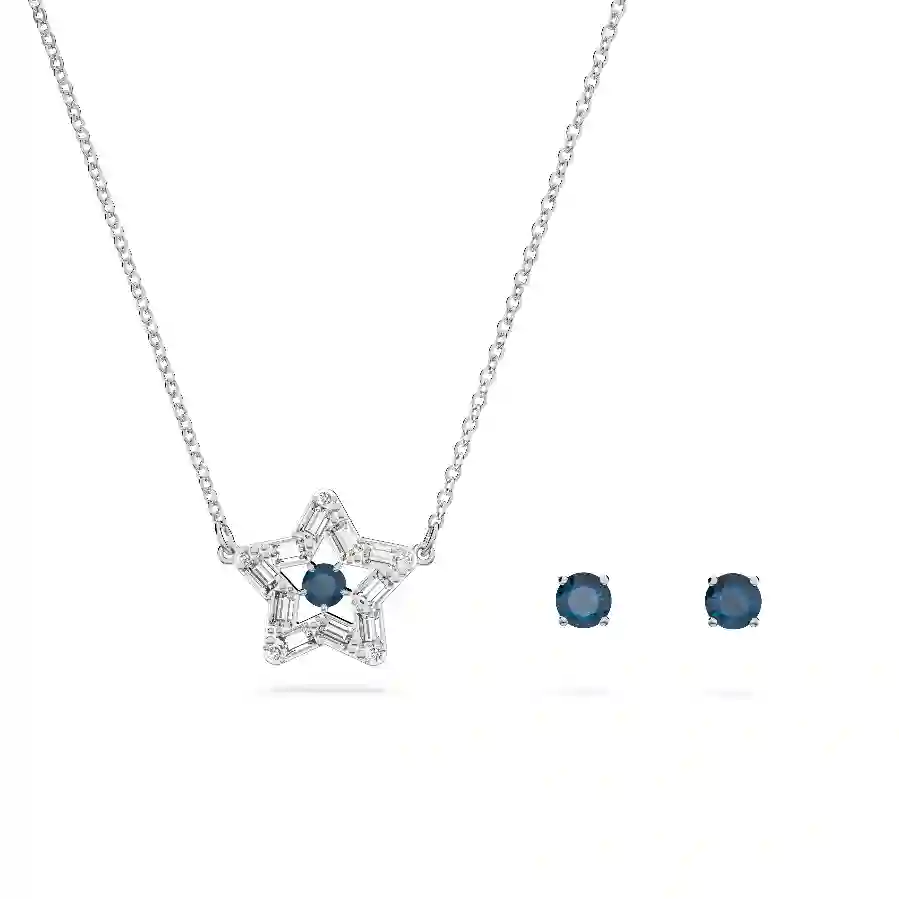 Resim Stella Set, Karışık kesimler, Yıldız, Mavi, Rodyum kaplama