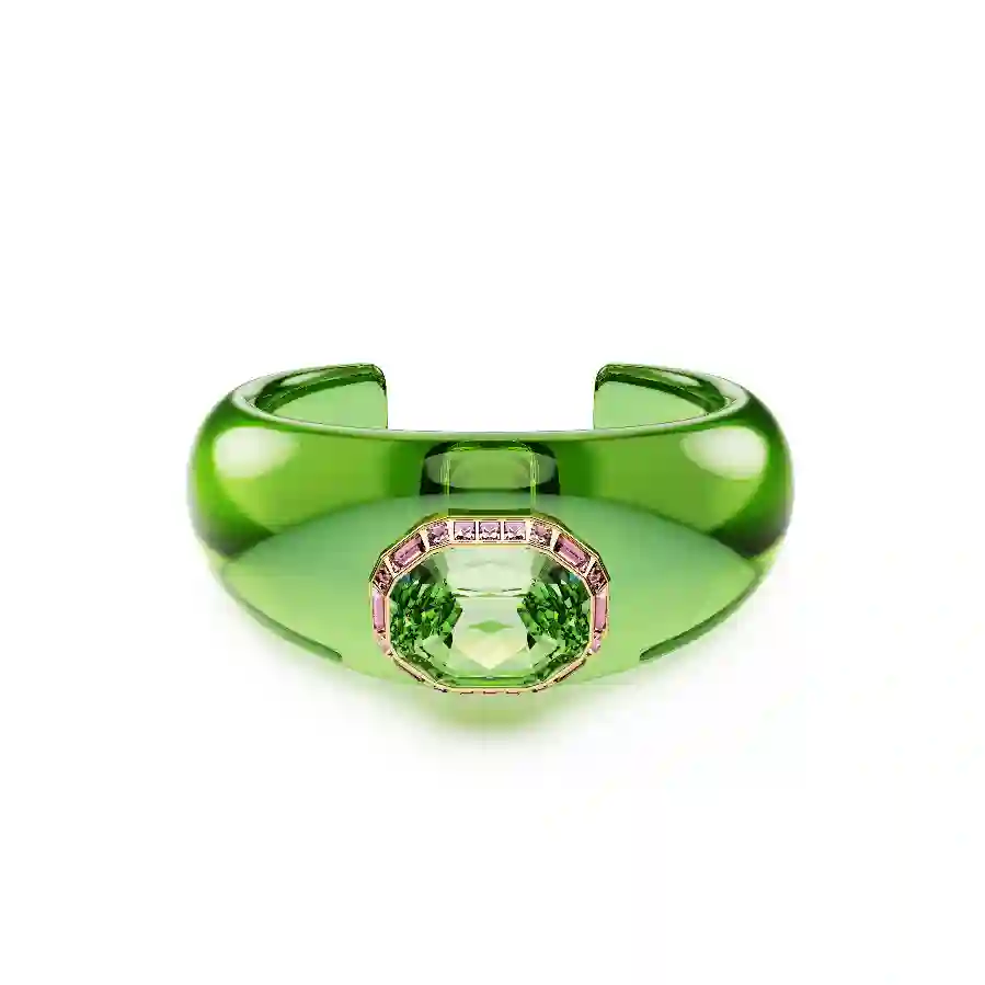 Resim Dulcis Kelepçe, Sekizgen kesim, Yeşil, Altın rengi kaplama