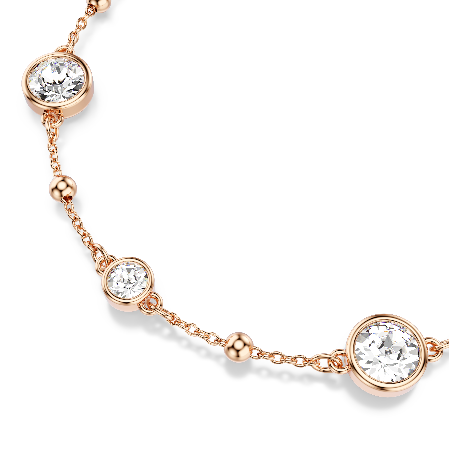 Resim Imber Bileklik, Yuvarlak kesim, Beyaz, Pembe altın rengi kaplama