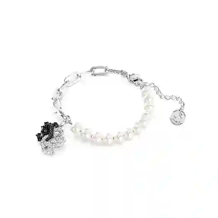 Resim Swan Bileklik, Kristal inci, Kuğu, Siyah, Karışık metal yüzey