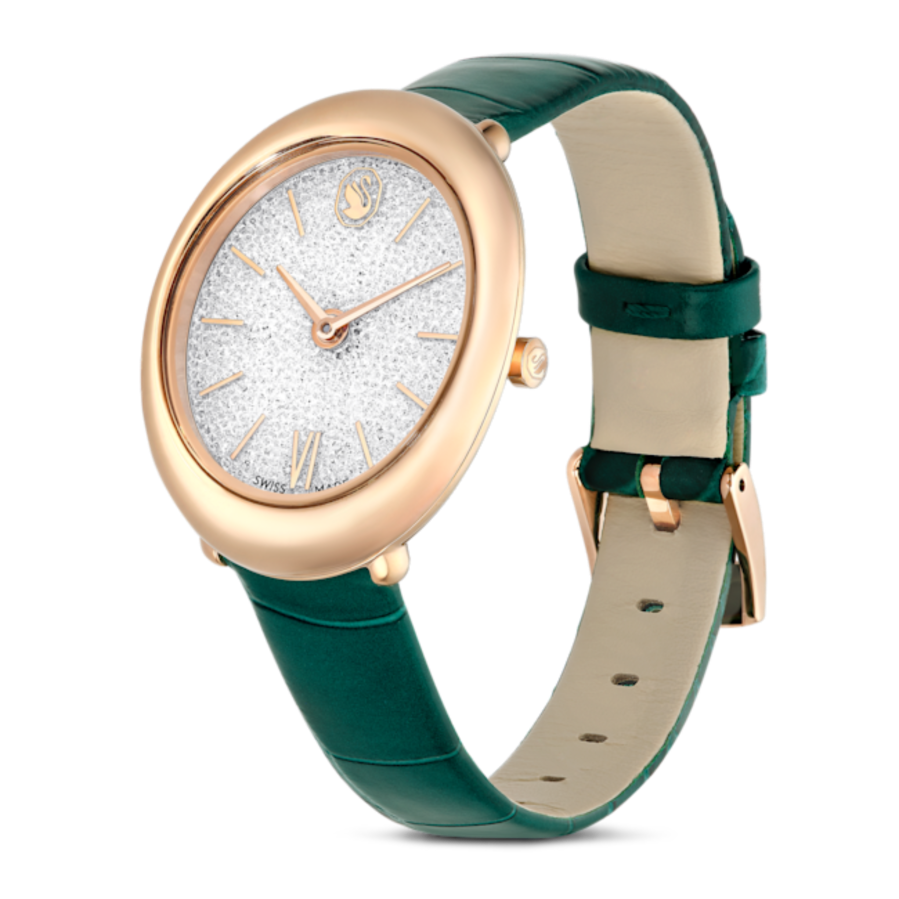 Resim Imber Saat, İsviçre Üretimi, Deri kayış, Yeşil, Pembe altın rengi yüzey
