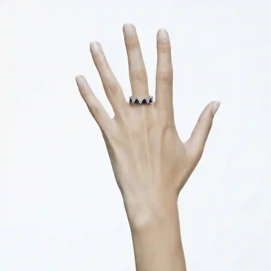 Resim Ortyx Kokteyl Yüzüğü, Üçgen kesim, Siyah, Rodyum kaplama