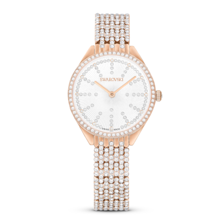 Resim Attract Saat, İsviçre Üretimi, Tam pavé, Kristal bileklik, Rose Altın tonu, Pembe altın rengi yüzey