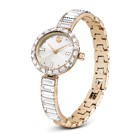 Resim Matrix Bangle Saat, İsviçre Üretimi, Kristal bileklik, Beyaz, Pembe altın rengi yüzey
