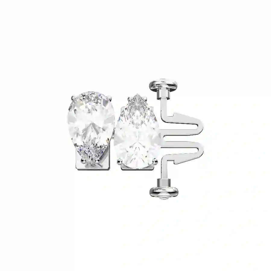 Resim Millenia Uzatıcı, Armut kesim, Beyaz, Rodyum kaplama