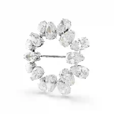 Resim Matrix Broş, Armut kesim, Beyaz, Rodyum kaplama