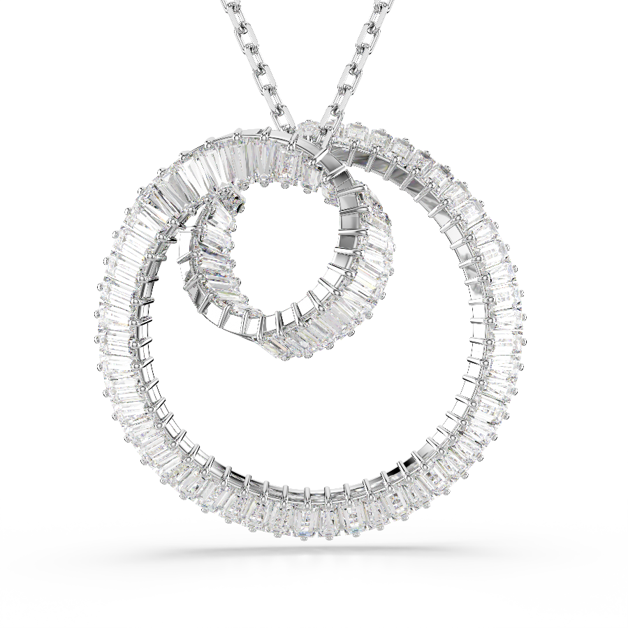 Resim Matrix Kolye, Baget kesim, Beyaz, Rodyum kaplama