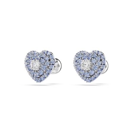 Resim Idyllia düğme Küpeler, Kalp, Mavi, Rodyum kaplama