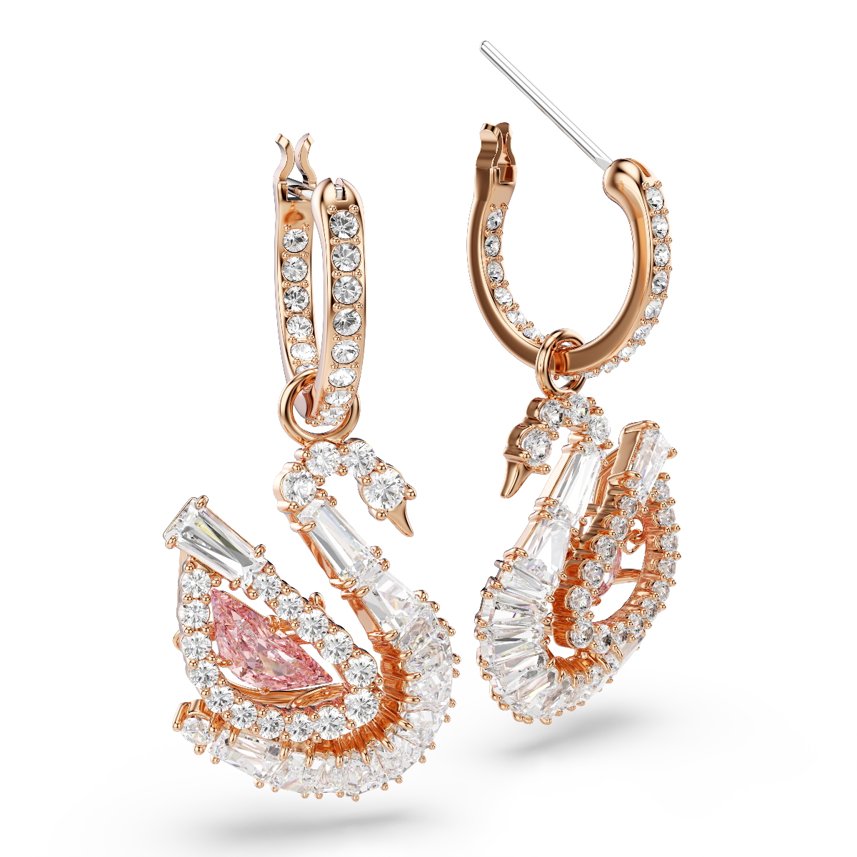 Resim Swan damla küpeler, Pavé, Kuğu, Pembe