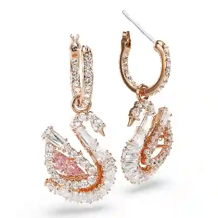 Resim Swan damla küpeler, Pavé, Kuğu, Pembe