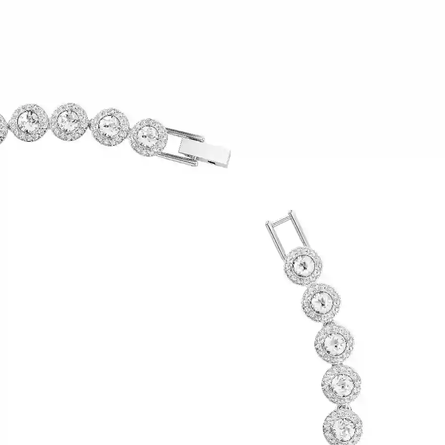 Resim Tennis kolye, Yuvarlak kesim, Beyaz, Rodyum kaplama